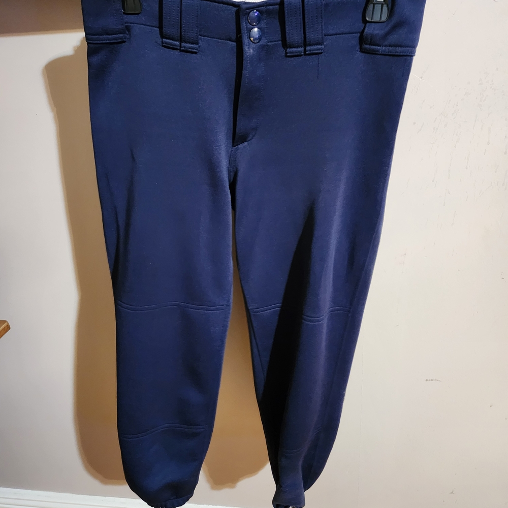 Mizuno Blue Softball Pants with Elastic Cuffs and Relaxed Fit